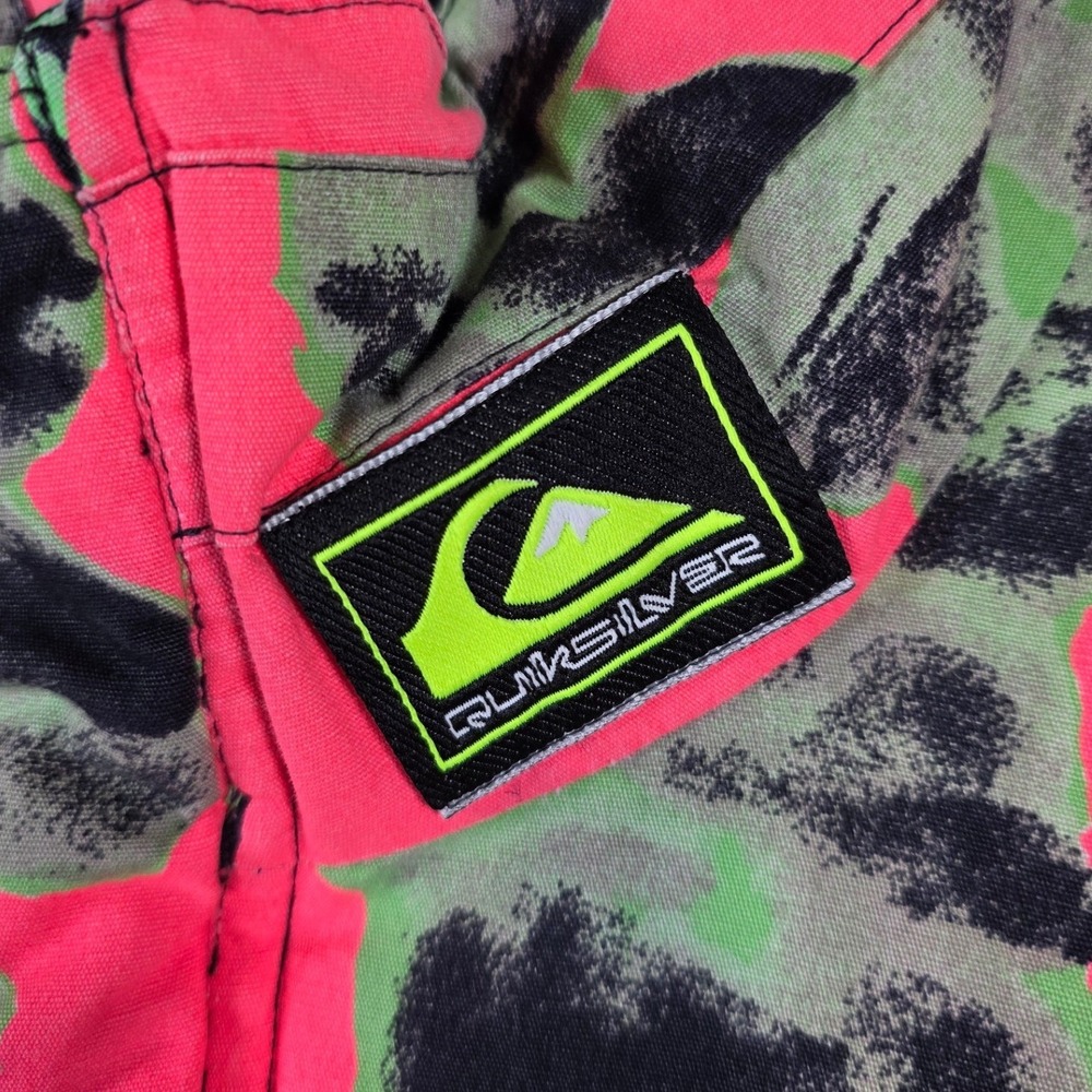 Vintage Quiksilver Mens Neon Pink Green Abstract Print Full Zip Jacket XL Puffer - Picture 5 of 16